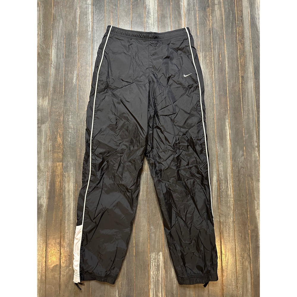 Vintage Nike Track Pants Mens Large Black White Windbreaker Mesh Lined Swoosh
